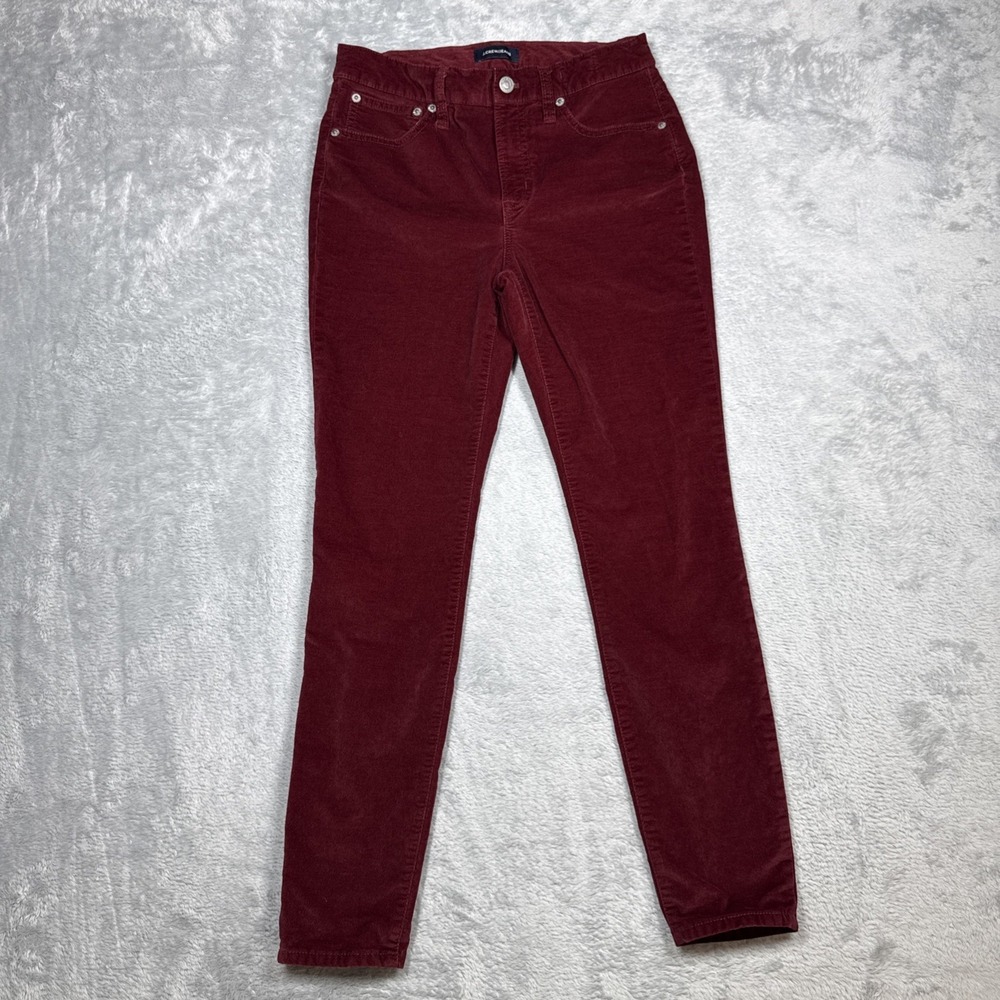 J.Crew Pants Women 27 Red 9" High Rise Toothpick Velvet Stretch Cotton